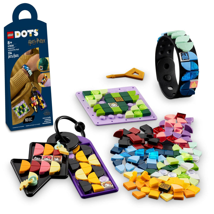 LEGO DOTS Hogwarts-Zubehör-Set 41808, Harry-Potter-Themen-Schmuckherstellungs-Set mit Armband, 2 Tas