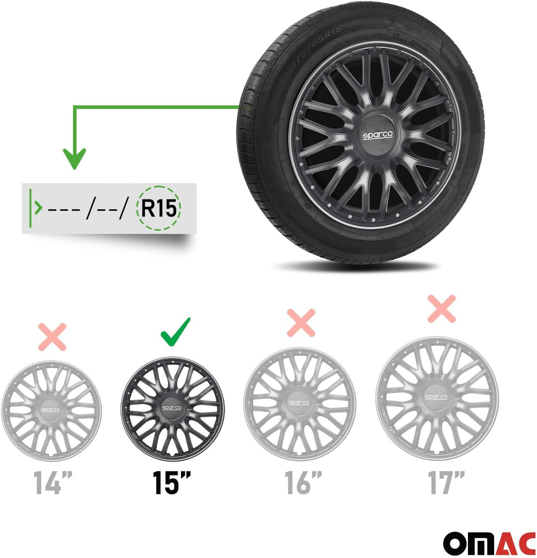 Sparco SPC1596BK Set Wheel Covers Roma 15-inch Black, Pulgadas ROMA 15 zoll SCHWARZ, ROMA 15 zoll SC