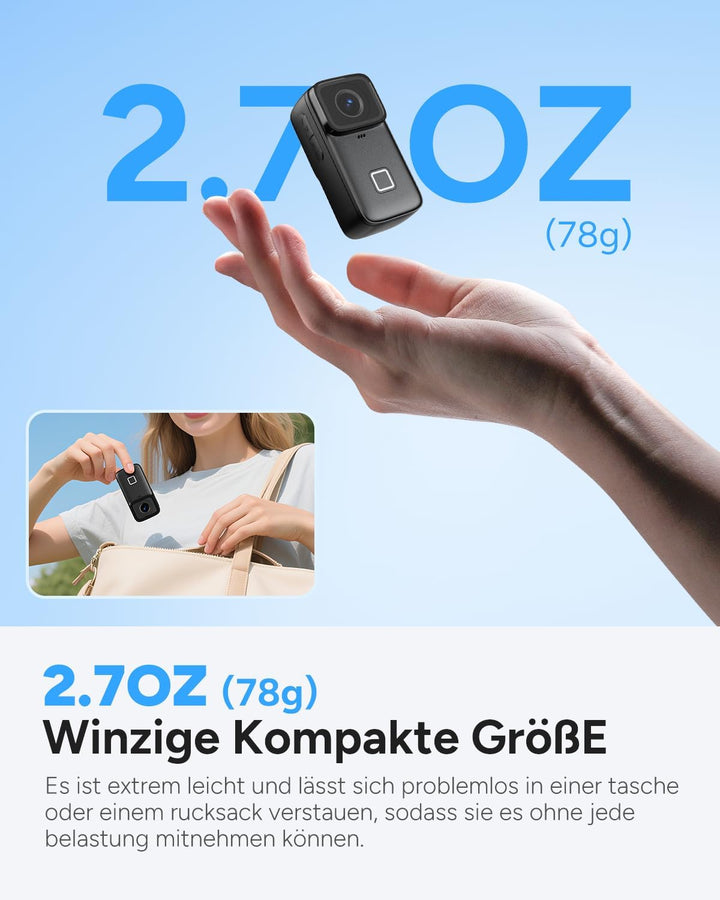 SJCAM C200 Pro Vlog Kamera 4K, Mini Unterwasserkamera, 135° Weitwinkel, 6-Achsen Bildstabilisation,