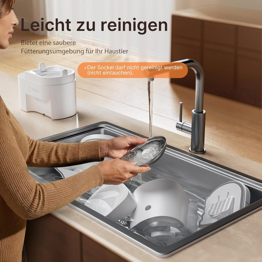 Futterautomat Katze, Katzenfutter Automat und Katzenbrunnen 2 in 1 Weiss, Weiss