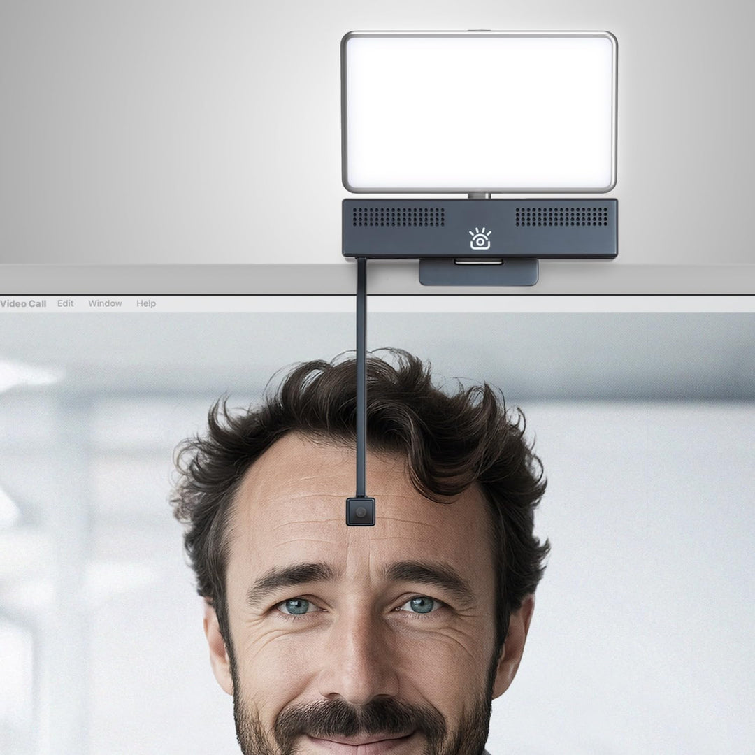 Pro 4K HD Webcam mit Mikrofon, Light Panel und Sichtschutzklappe, Augenkontakt-Webcam, Plug&Play mit