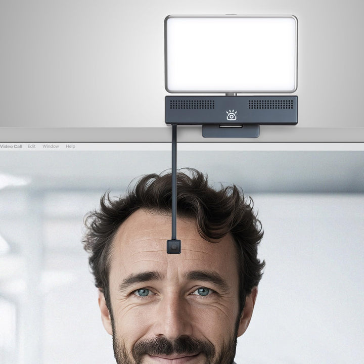 Pro 4K HD Webcam mit Mikrofon, Light Panel und Sichtschutzklappe, Augenkontakt-Webcam, Plug&Play mit