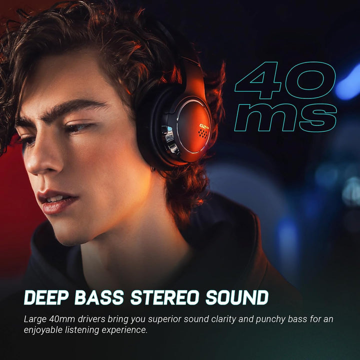 Edifier Hecate G2BT Gaming-Headset, kabellose Bluetooth 5.2-Kopfhörer mit 40-mm-Treiber, leichte Ove