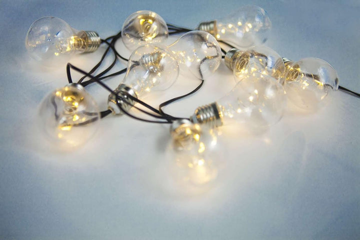 LED Solar Lichterkette Gartenparty Solarleuchte Solarlampe 10 Glübirnen Weihnachtsbeleuchtung Flash-