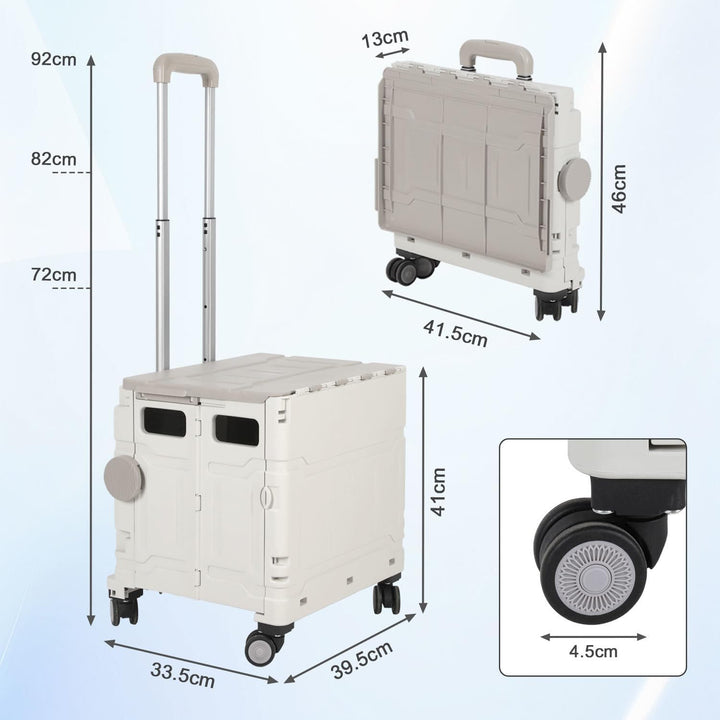 Einkaufstrolley 50 Liter mit 4 Rollen, 2 Bremsen, klappbar & stapelbar, bis 55kg belastbar, grosser