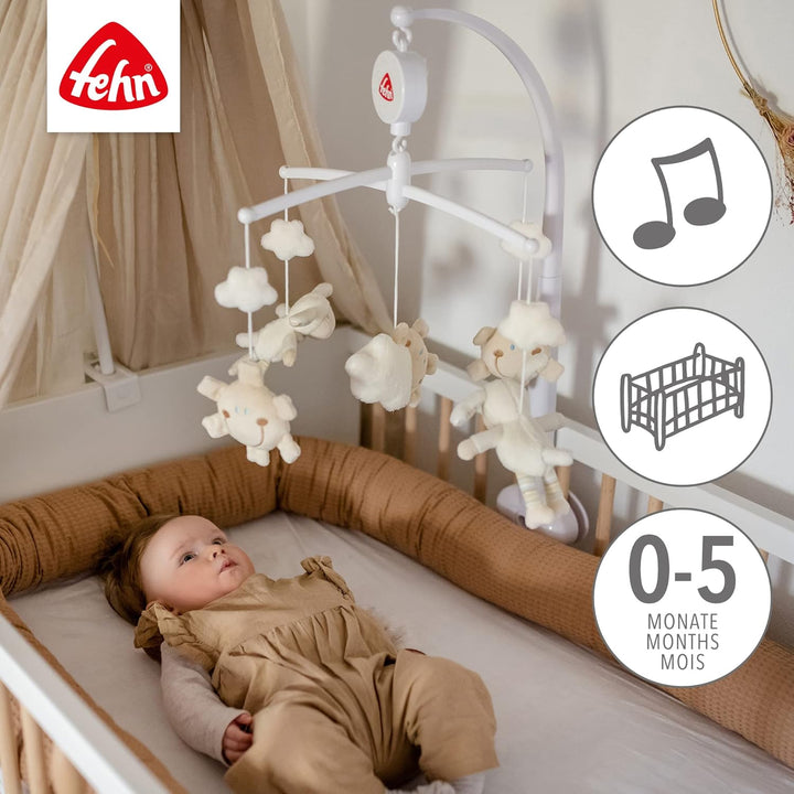 Fehn Musik Mobile Schaf - Baby Einschlafhilfe Musikspielzeug - Babymobile Spieluhr Melodie "Schlaf K