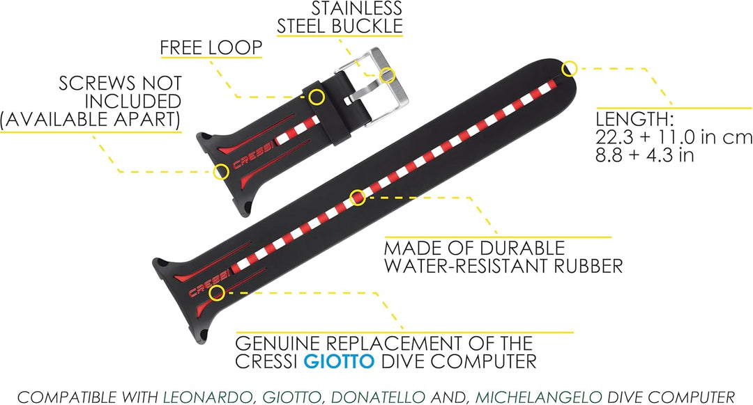 Cressi Original Strap for Diving Watch/Computer - Verschiedene Modelle und Farben für Cressi Taucher