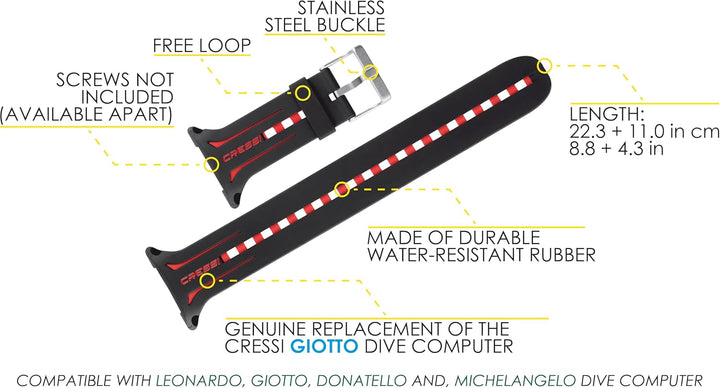 Cressi Original Strap for Diving Watch/Computer - Verschiedene Modelle und Farben für Cressi Taucher