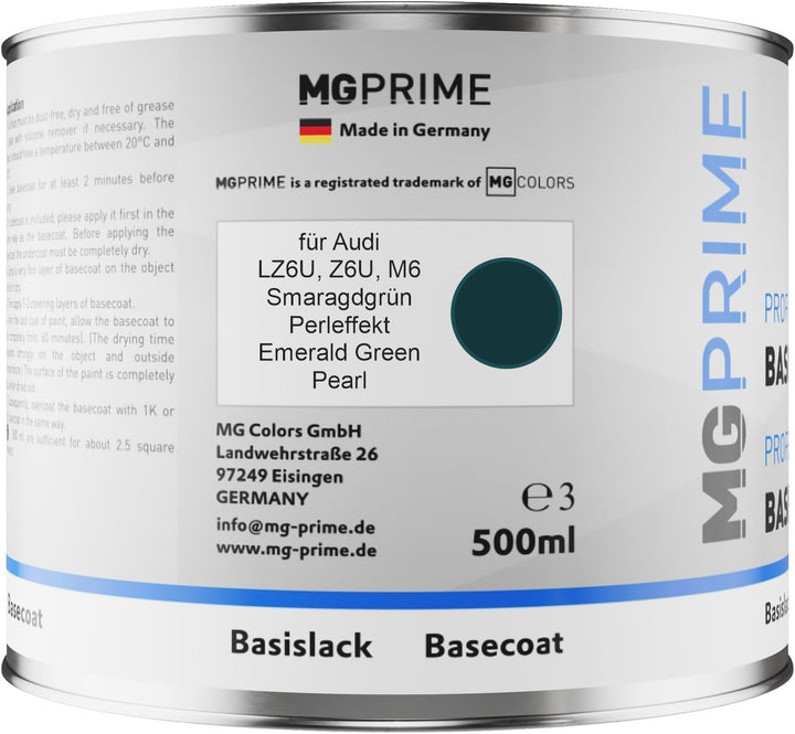 Autolack Dose spritzfertig für Audi LZ6U / M6 Smaragdgrün Perleffekt/Emerald Green Pearl Basislack 0