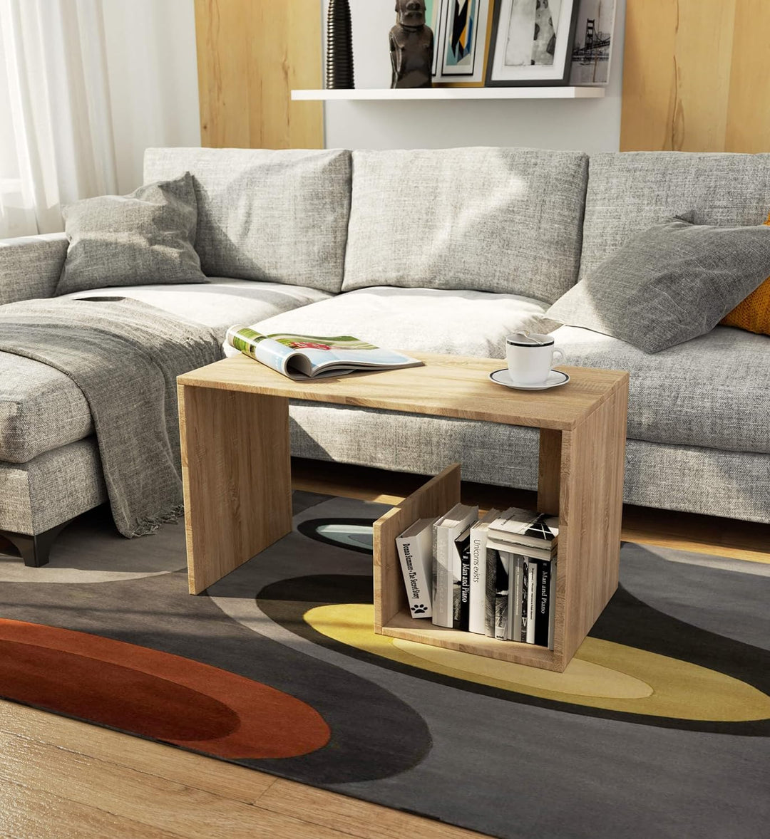 AKORD Couchtisch Holz | Paul 80x45x40 cm| Schrank für Wohnzimmer | Schlafzimmer Schrank | Minimalist