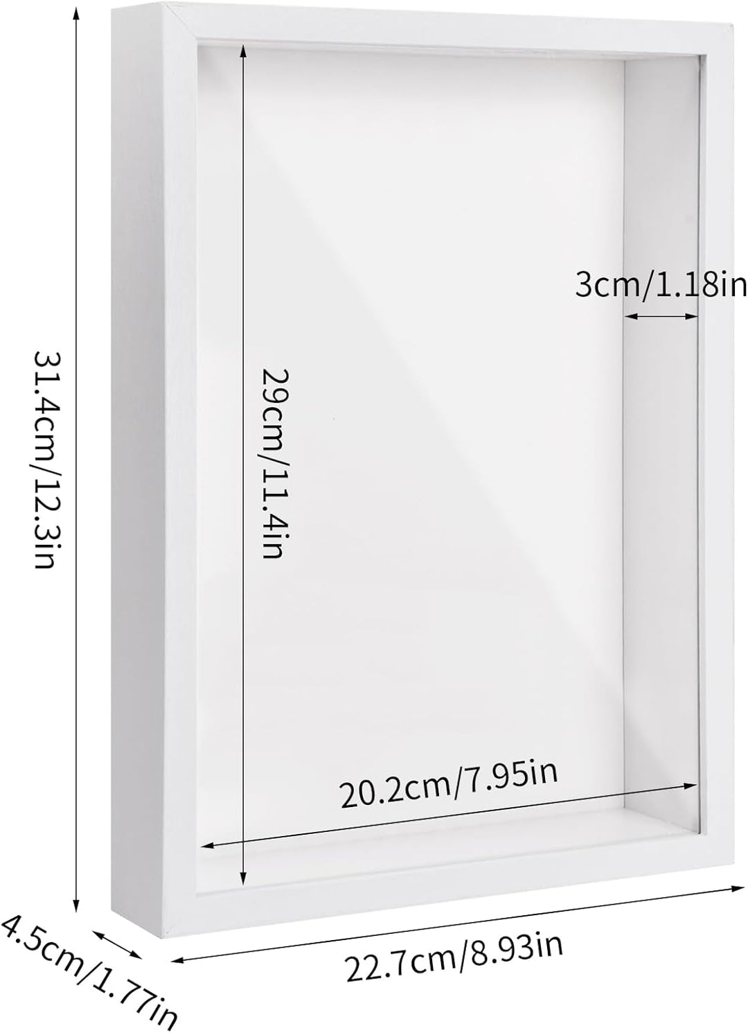 3D Bilderrahmen zum Befüllen, 3D Tief Objektrahmen A4, Schattenbox Vitrine Rahmen mit Transparente A