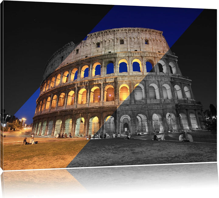 Colosseum in Rom Italien schwarz/weiss Format: 100x70 auf Leinwand, XXL riesige Bilder fertig gerahm