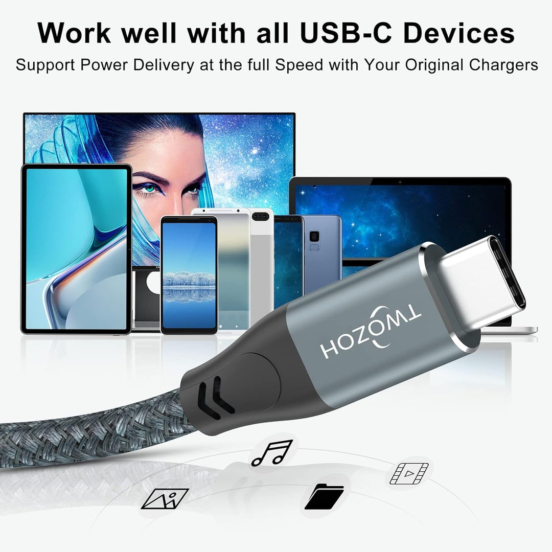 Twozoh 4K USB C Kabel 100W 4,5M (All-in-One), USB 3.2 Gen 2 X 2 20Gbps USB C 3.1 TypeC PD Schnelllad
