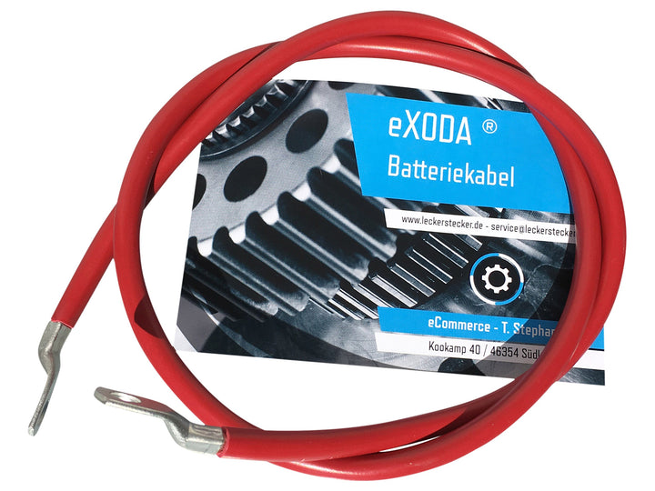 Exoda Batteriekabel 50 mm² 100cm mit Kabelschuhen M10 Rot für max. 4032 Watt 336A 12V flexibel gefer