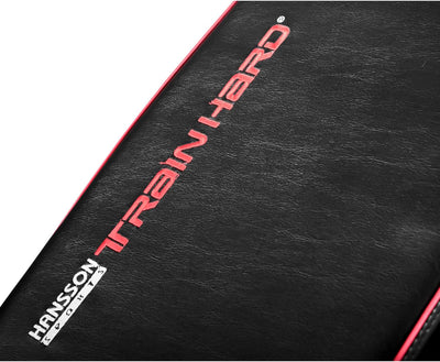 TrainHard Deluxe Hantelbank mit Beinhalterung, Sitz- u. Rücklehne verstellbar durch sicheres Gleitsc