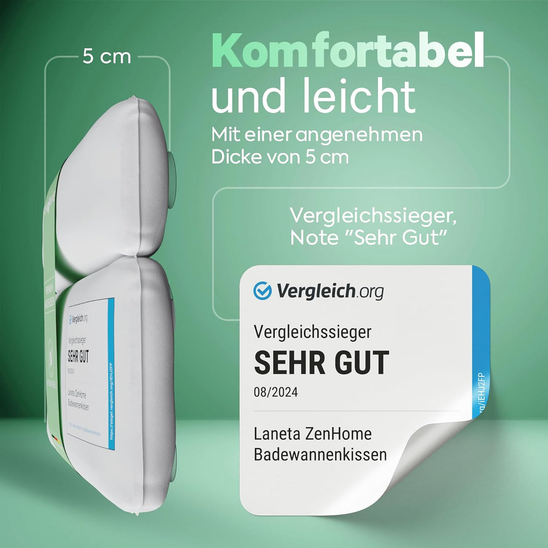 Laneta Badewannenkissen - Ergonomisches Badekissen mit 4D-Spezialschaumfüllung [Designed in Germany]