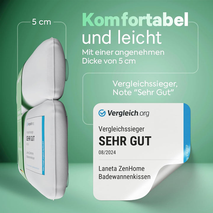 Laneta Badewannenkissen - Ergonomisches Badekissen mit 4D-Spezialschaumfüllung [Designed in Germany]