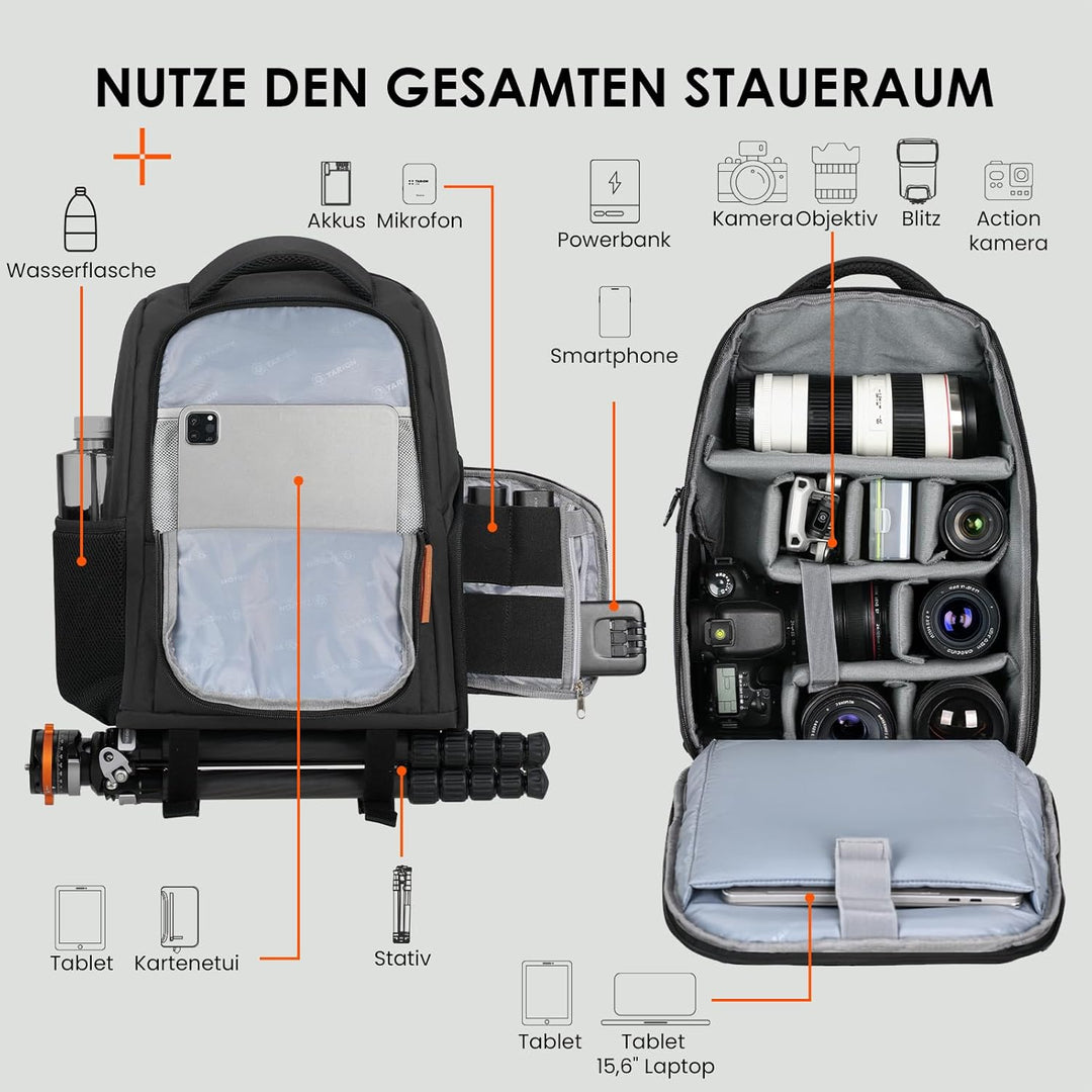 TARION Kamerarucksack Spiegelreflex Fotorucksack Wasserdicht | Leicht und Kompakt | Klein DSLR Rucks