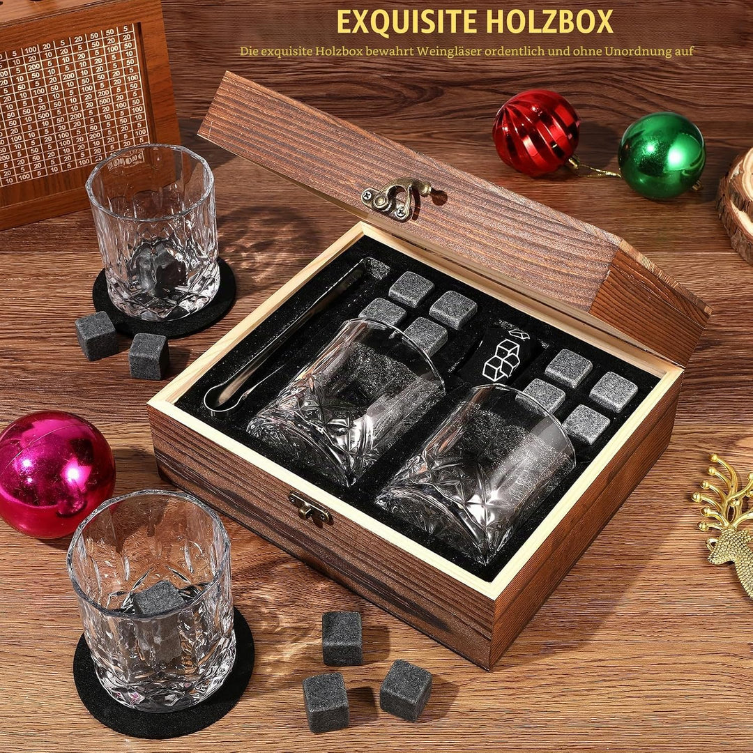 Whisky, Whisky Gläser Set, Whisky Steine Geschenkset, 8 Whiskey Steine &amp; 2 Twisted Whisky Gläser &amp; 2