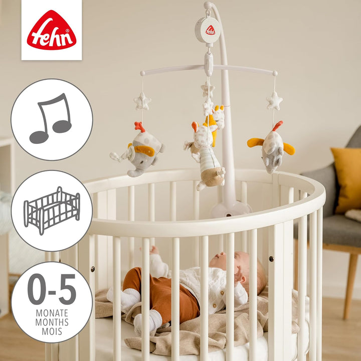 Fehn 053180 Musik-Mobile Gute Nacht – Mit Melodie "Weisst du wieviel Sternlein stehen" und süssen Fi