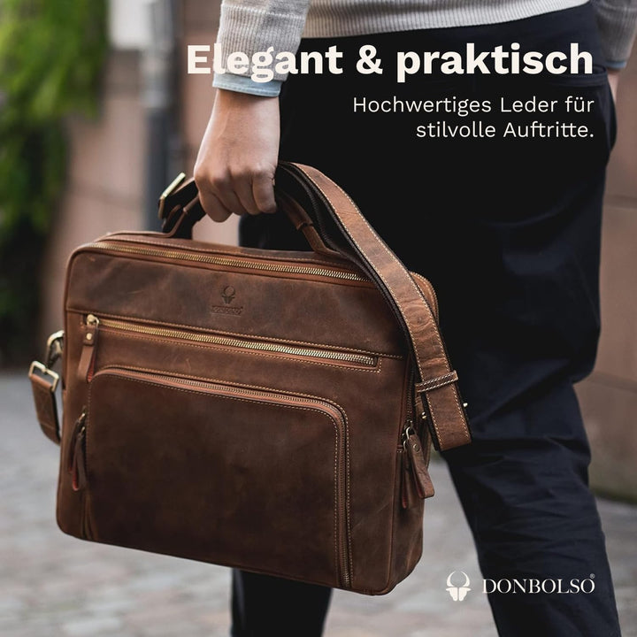 DONBOLSO Laptoptasche San Francisco I Leder Umhängetasche für Laptop I Aktentasche für Notebook in z