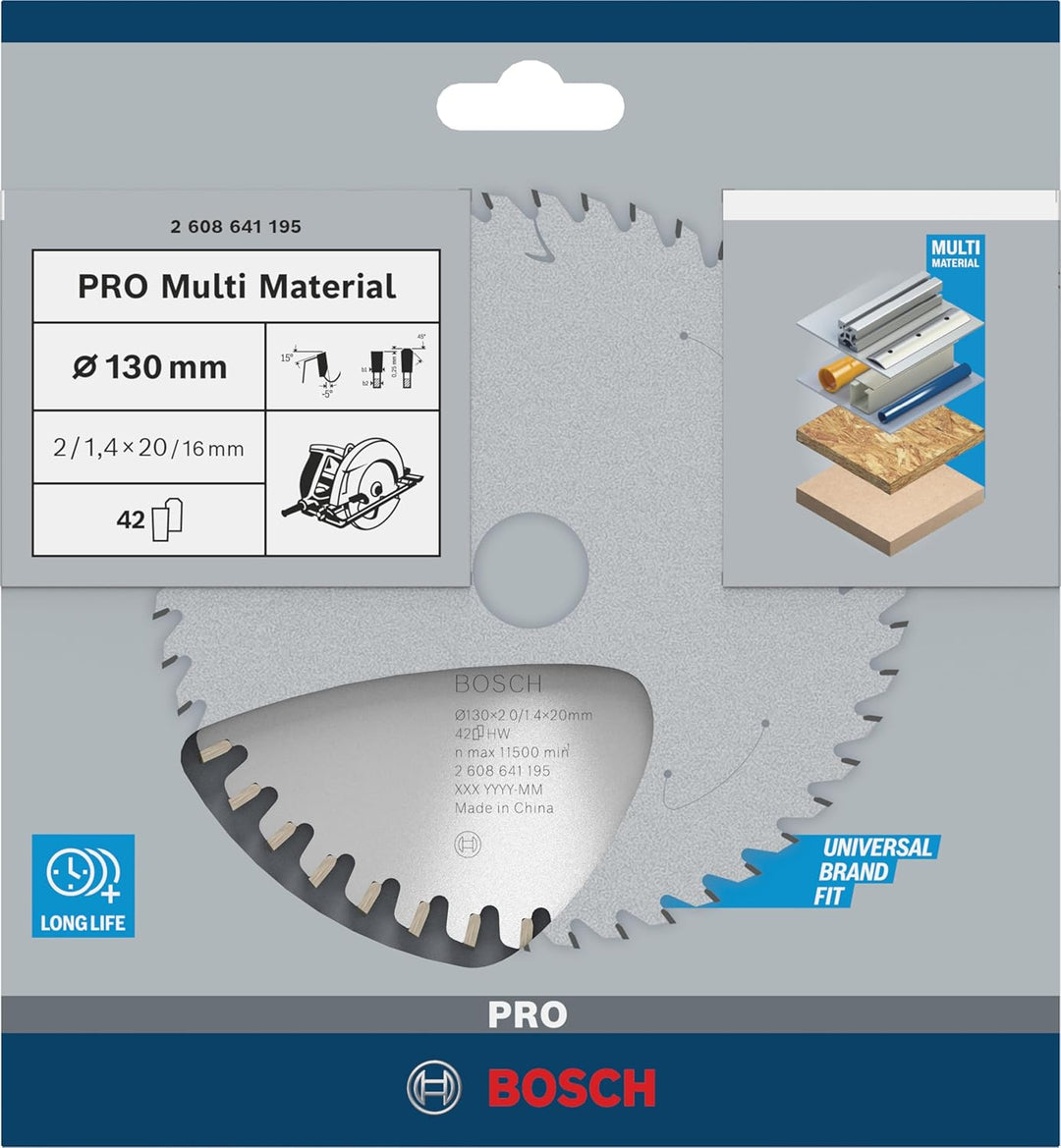 Bosch Professional 1x Kreissägeblatt Multi Material (für Multimaterial, Sägeblatt Ø 130 x 20/16 x 2,