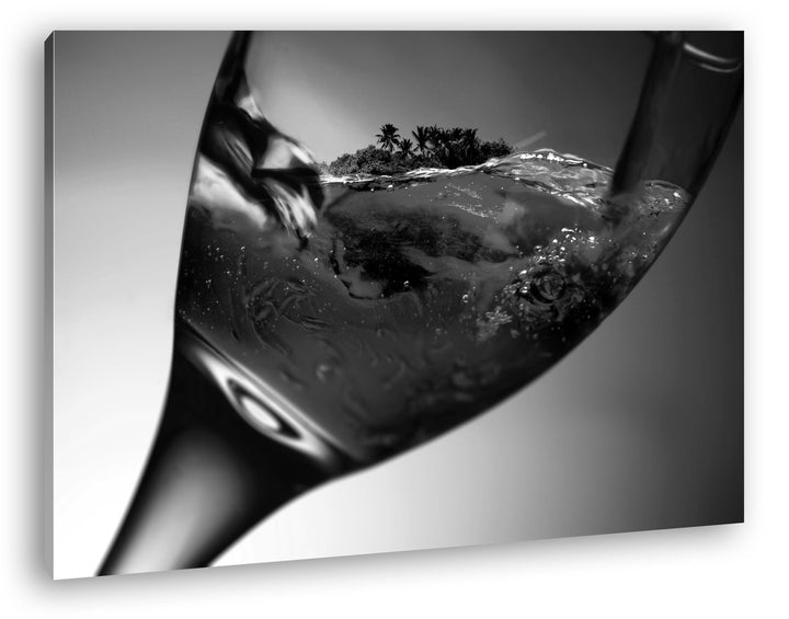 deyoli erstaunliche Insel in einem Weinglas Effekt: Schwarz/Weiss Format: 60x40 als Leinwandbild, Mo