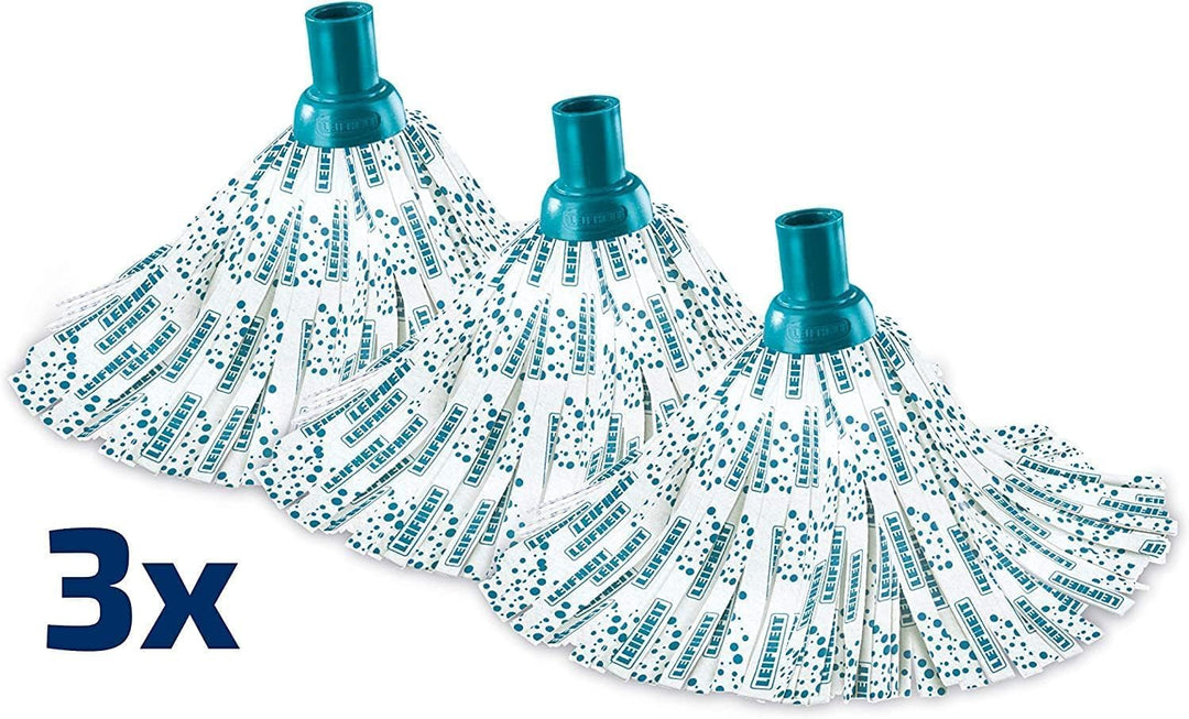 Leifheit Ersatzkopf Classic Mop Viskose 3er Set, mit Viskose und Polyester für hartnäckige Flecken a