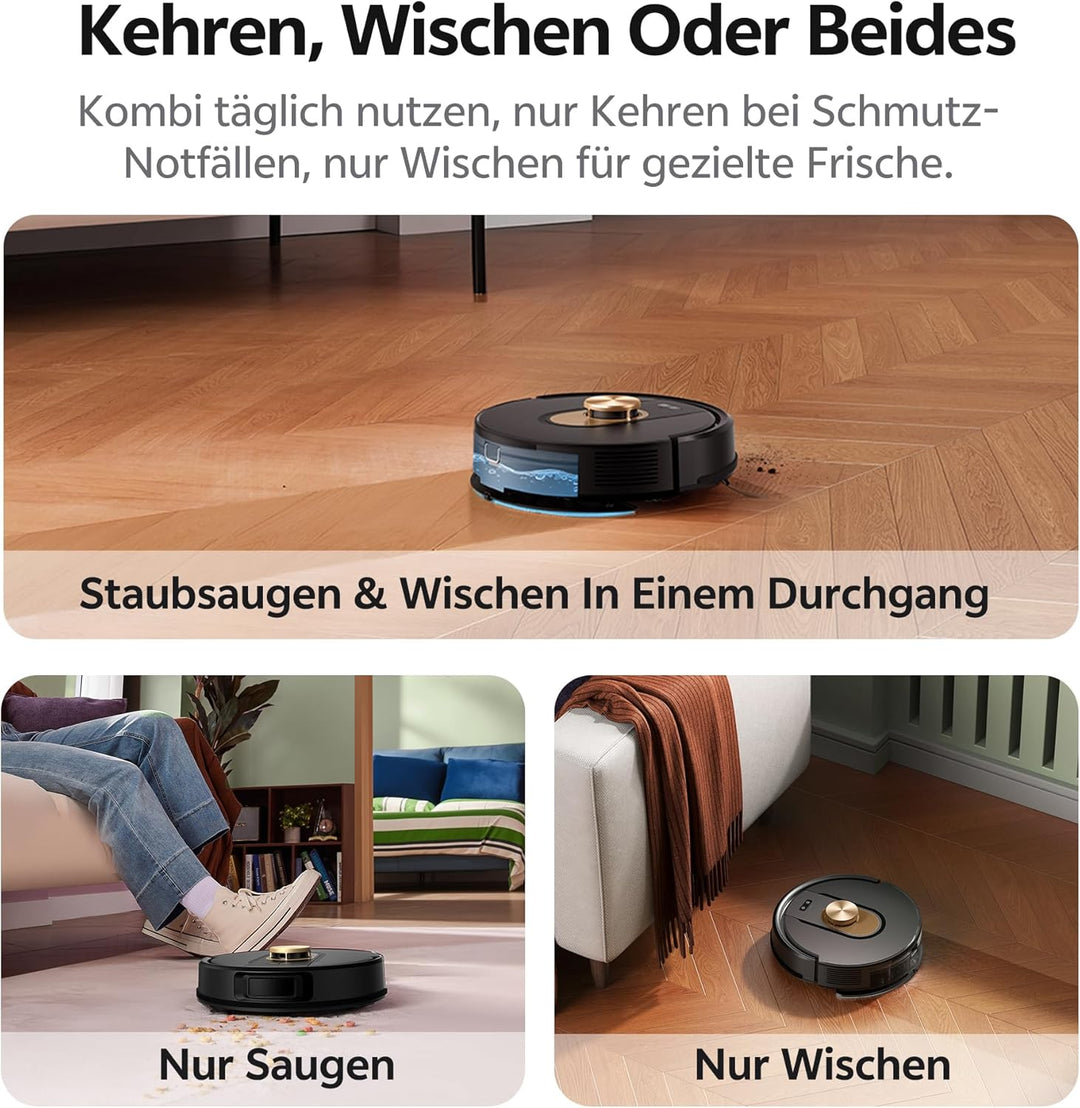 Vexilar Saugroboter mit Wischfunktion, 8000Pa & 180 Min Laufzeit Staubsauger Roboter mit LiDAR Laser
