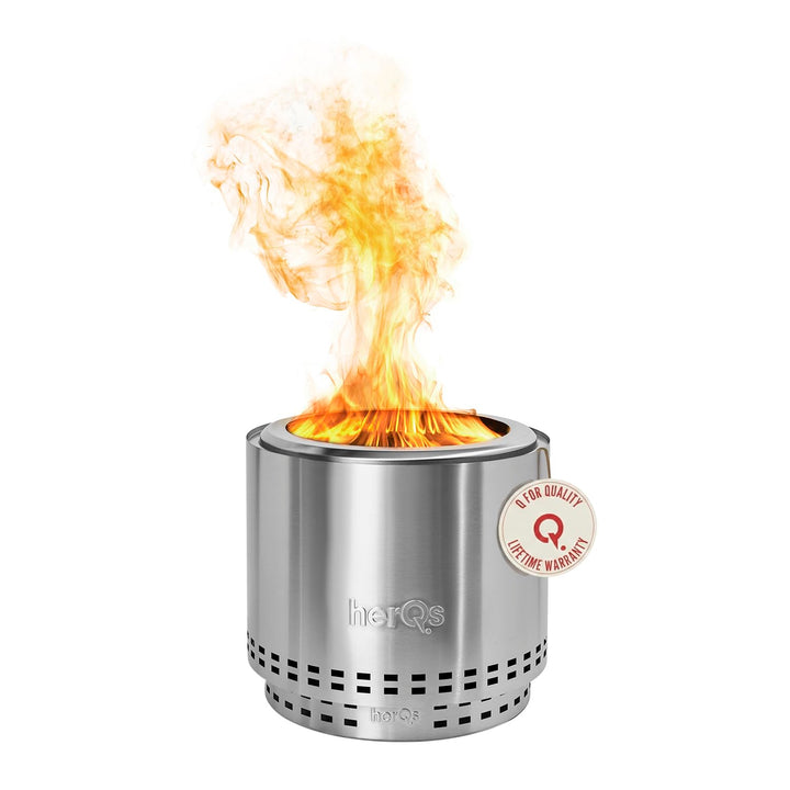 herQs Blaze Feuerschale Rauchfrei – Tragbarer Feuerschale Edelstahl für Garten, Camping & Terrasse –
