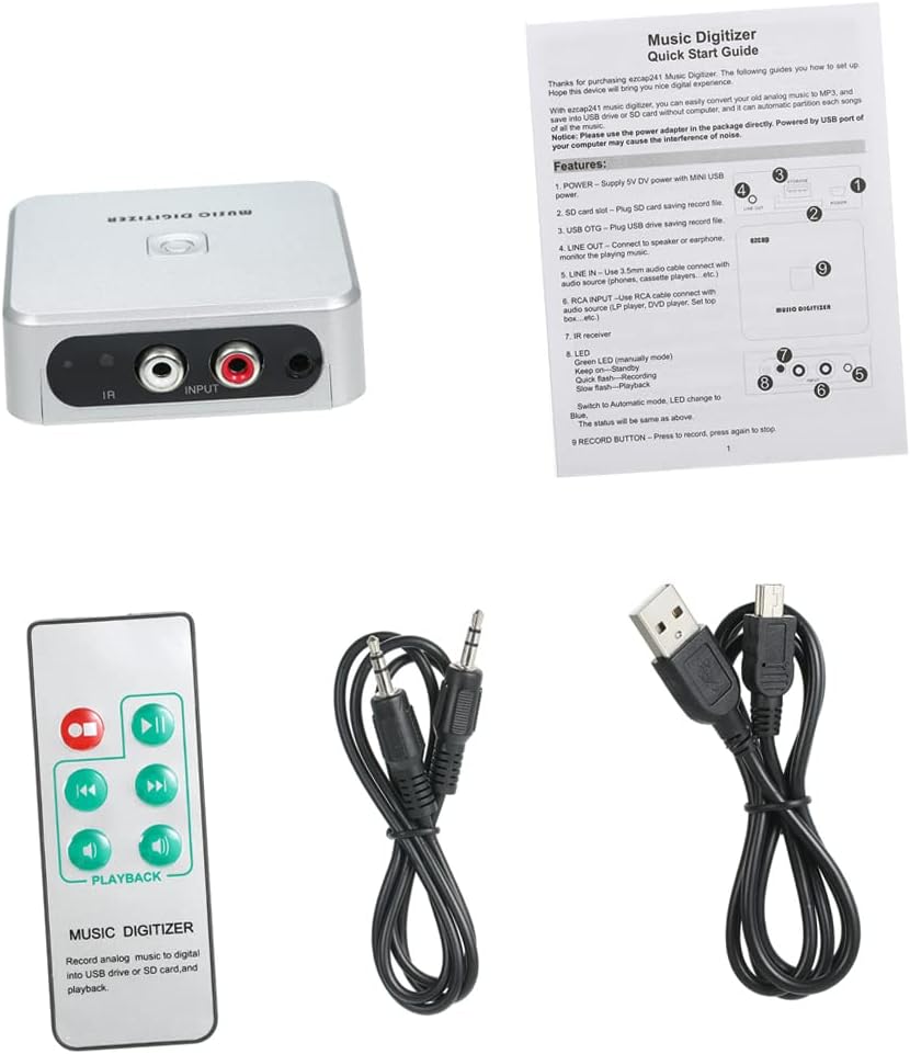 Music Digitizer Music Player Aufnahme von analoger Musik in SD-Karte USB-Laufwerk Mini-USB-Anschluss