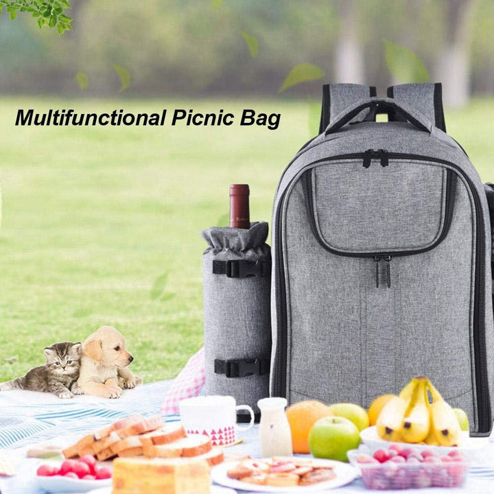 luckything Picknickrucksack 4 Personen Picknick Set Mit Isolierten Kühlfach Picknicktasche Multifunk