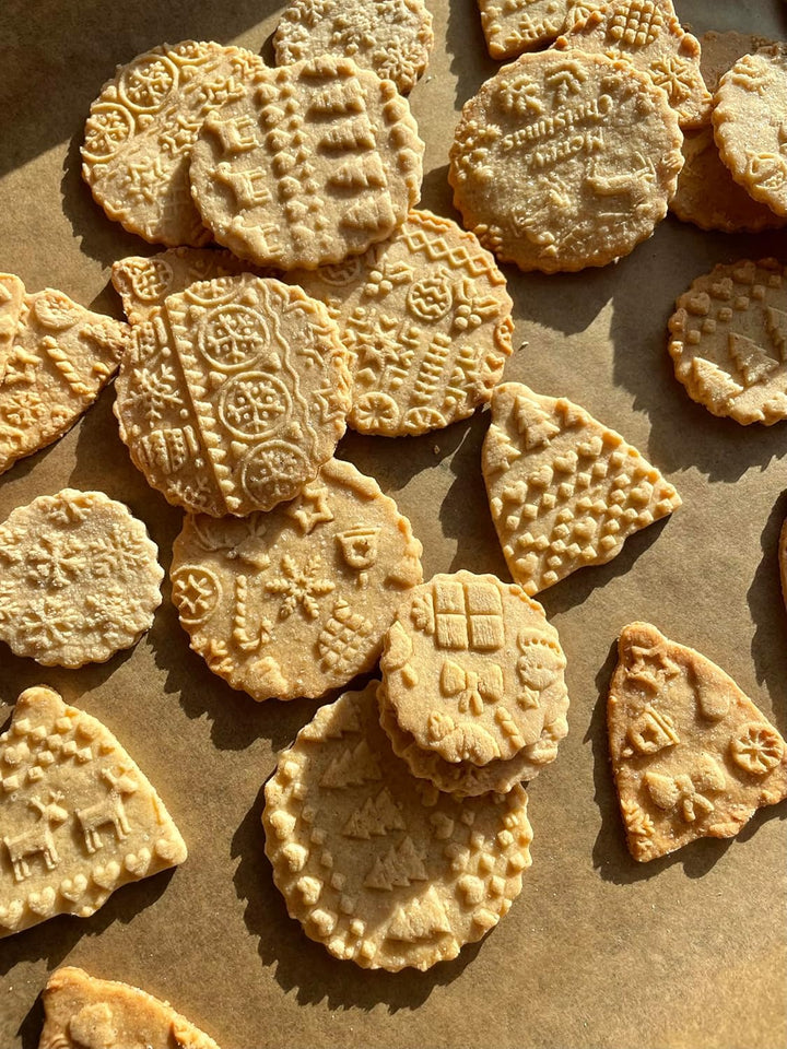 Kinder Nudelholz mit Muster Weihnachten Backen 3-er SET - Teigroller Holz für DIY Weihnachten Plätzc