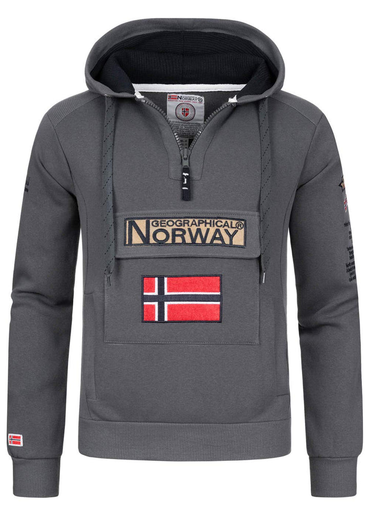 Geographical Norway Herren Gymclass Kapuzenpullover, Dunkelgrau
