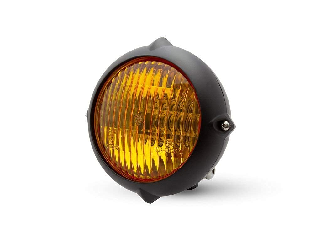 Alchemy Parts 5.5" Frontscheinwerfer für Retro Individuell Projekt - Mattschwarz mit Gelb Linse