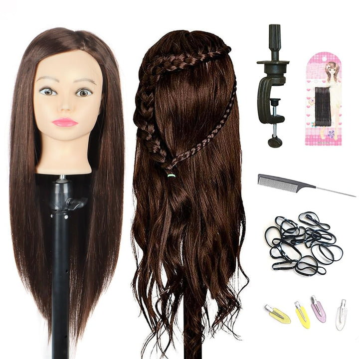 Schaufensterpuppe Kopf 26Inch Weiblich 80% Echthaar Friseur Kosmetologie Schaufensterpuppe Schaufens