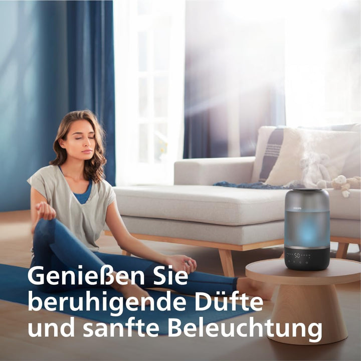 Philips Smart Humidifier - kompakt und dennoch leistungsstark mit himmelhohem Nebel, Aromatherapie,