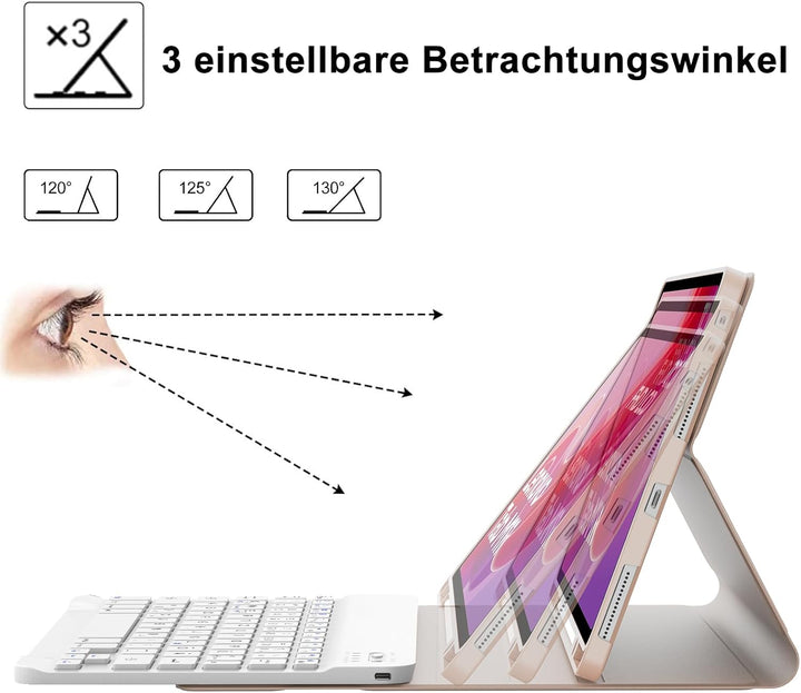 Tastatur Hülle für Lenovo Tab M11 11 Zoll 2024, QWERTZ Deutsches Tastatur mit Magnetisch Abnehmbarer