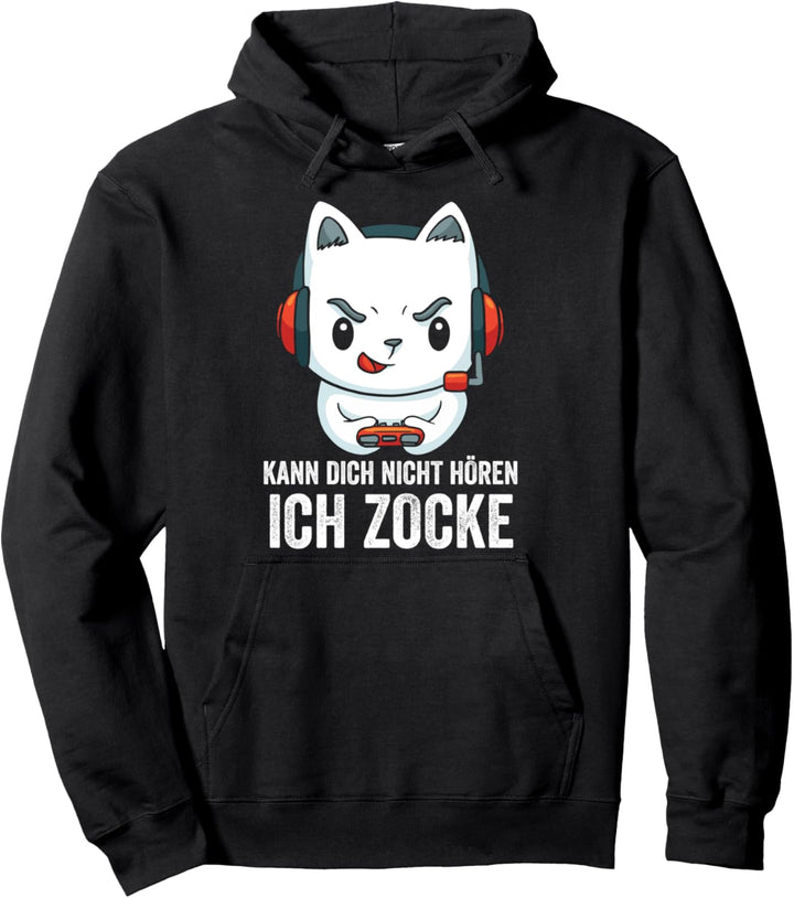 Kann dich nicht hören ich zocke Gaming Katze Pullover Hoodie