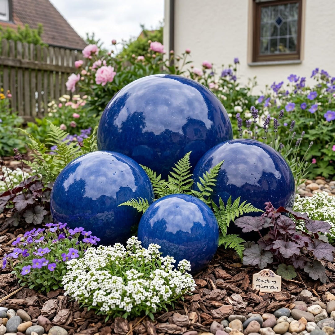 Teramico Dekokugel Gartenkugel glasiert -Blau, Grün, Anthrazit, Türkis, Aqua- sehr hochwertig frostf