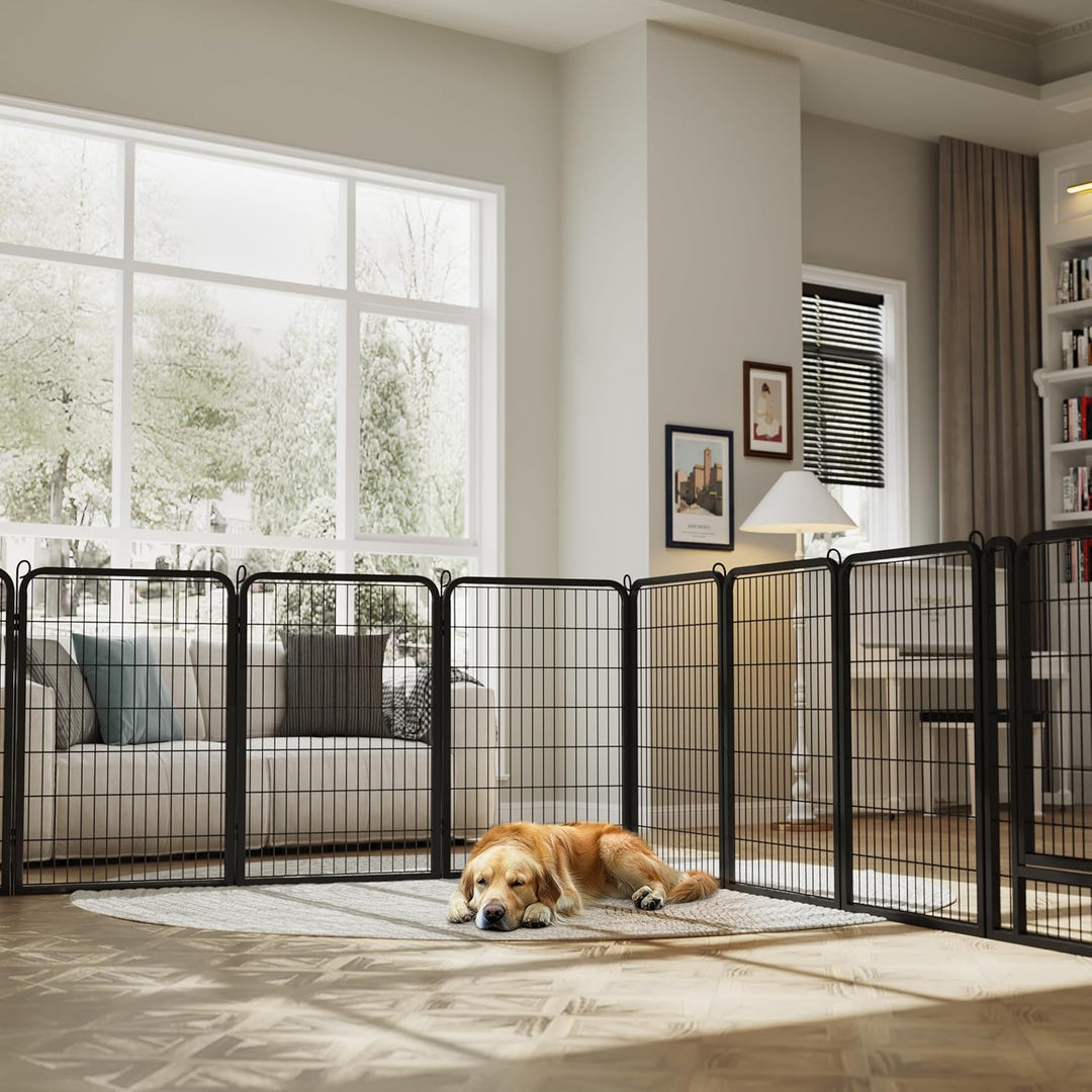 Yaheetech Welpenlaufstall 8-teilig 100cm hoch,Welpenauslauf mit Tür für Hunde Wohnung und Garten,Fal