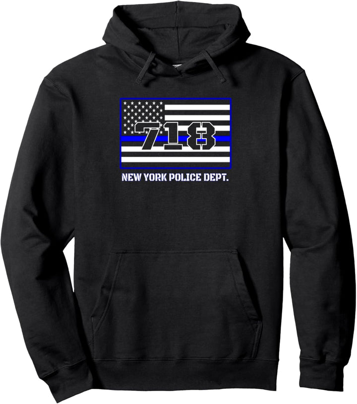 Code 718 New York Police Department dünne blaue Linie Flagge Pullover Hoodie