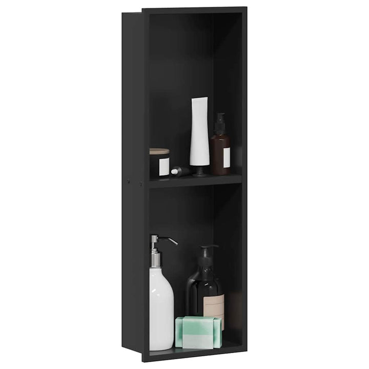 vidaXL Duschnische Schwarz 60 x 20 x 9,5 cm Edelstahl, Badezimmeraufbewahrung, modernes Regal, wasse