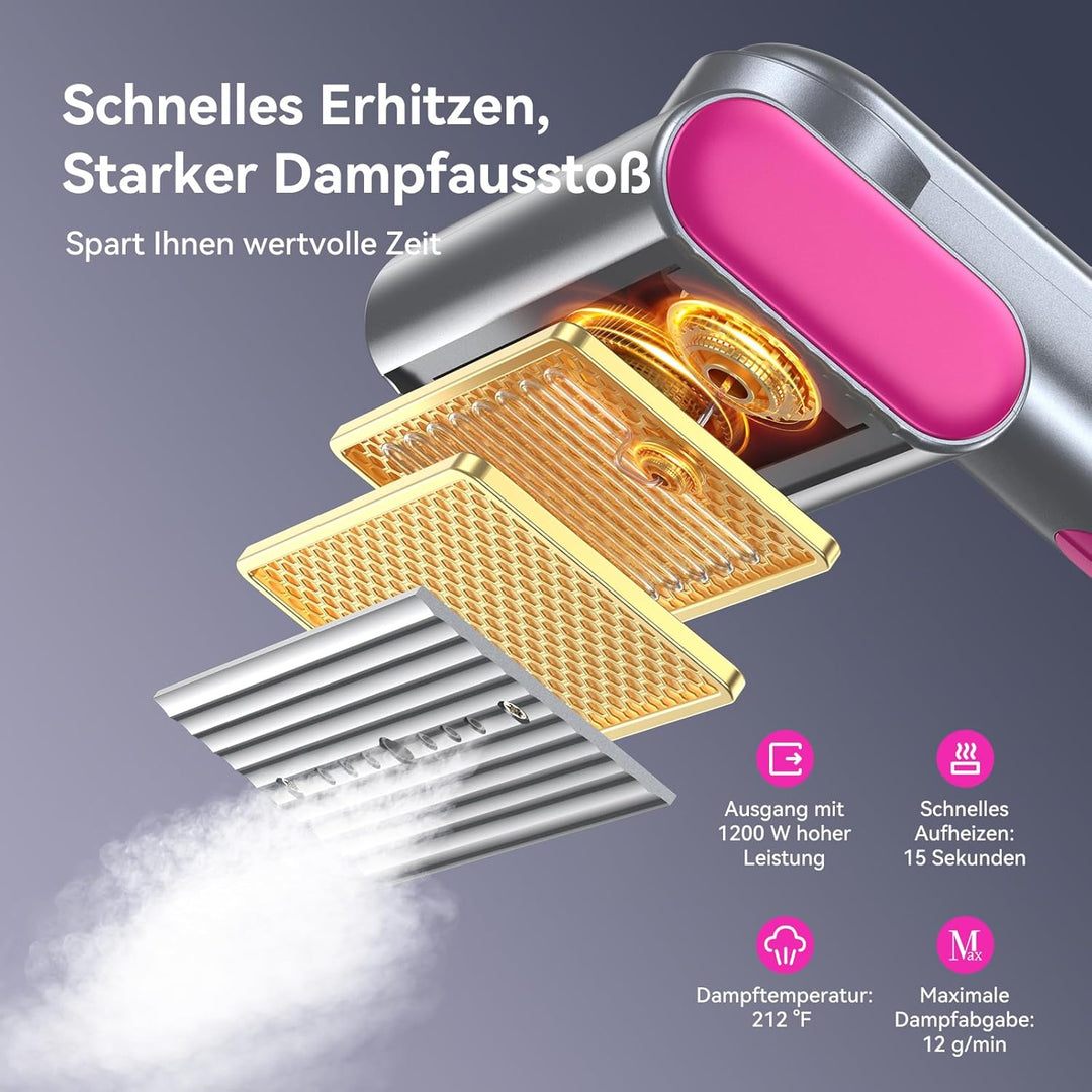 Steamer Dampfglätter Reise Bügeleisen, Dampfbügeleisen, 1200w Tragbarer & Handlicher Steamer, 15s Sc