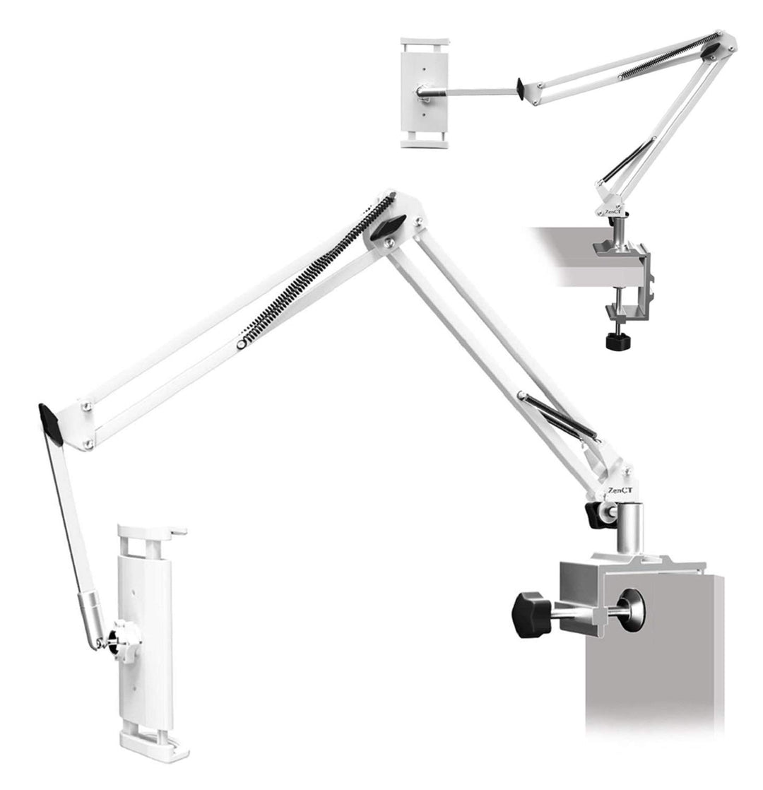 ZenCT Tablet-Halterung, Handy-Ständer, Bett-Halterung mit verstellbarem Metallarm, kompatibel mit iP