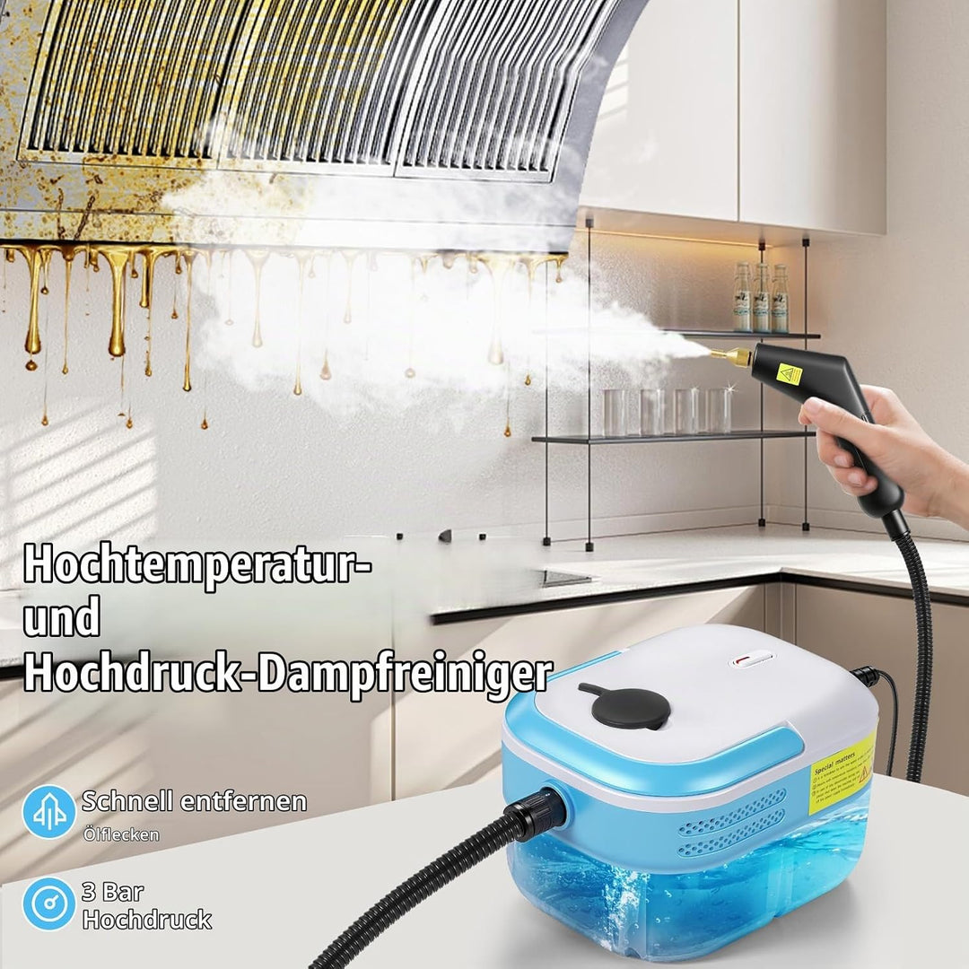 Hochdruck Dampfreiniger Handgerät 2200W, 1,2L Wassertank, 15s Schnellaufheizung, Tragbarer Dampfrein