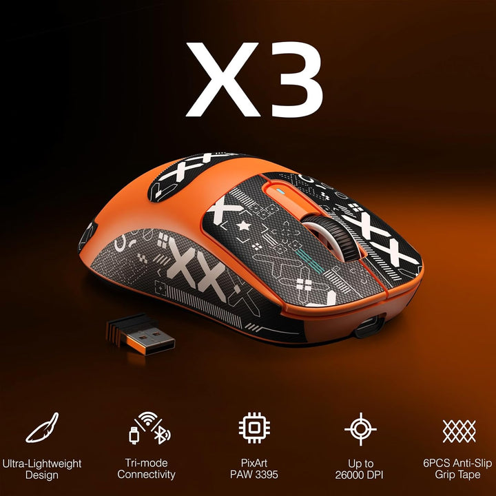 VGN GAMEPOWER x Attack Shark X3 Superlight Kabellose Gaming-Maus, 49g Ultraleicht Esports Mouse, 260