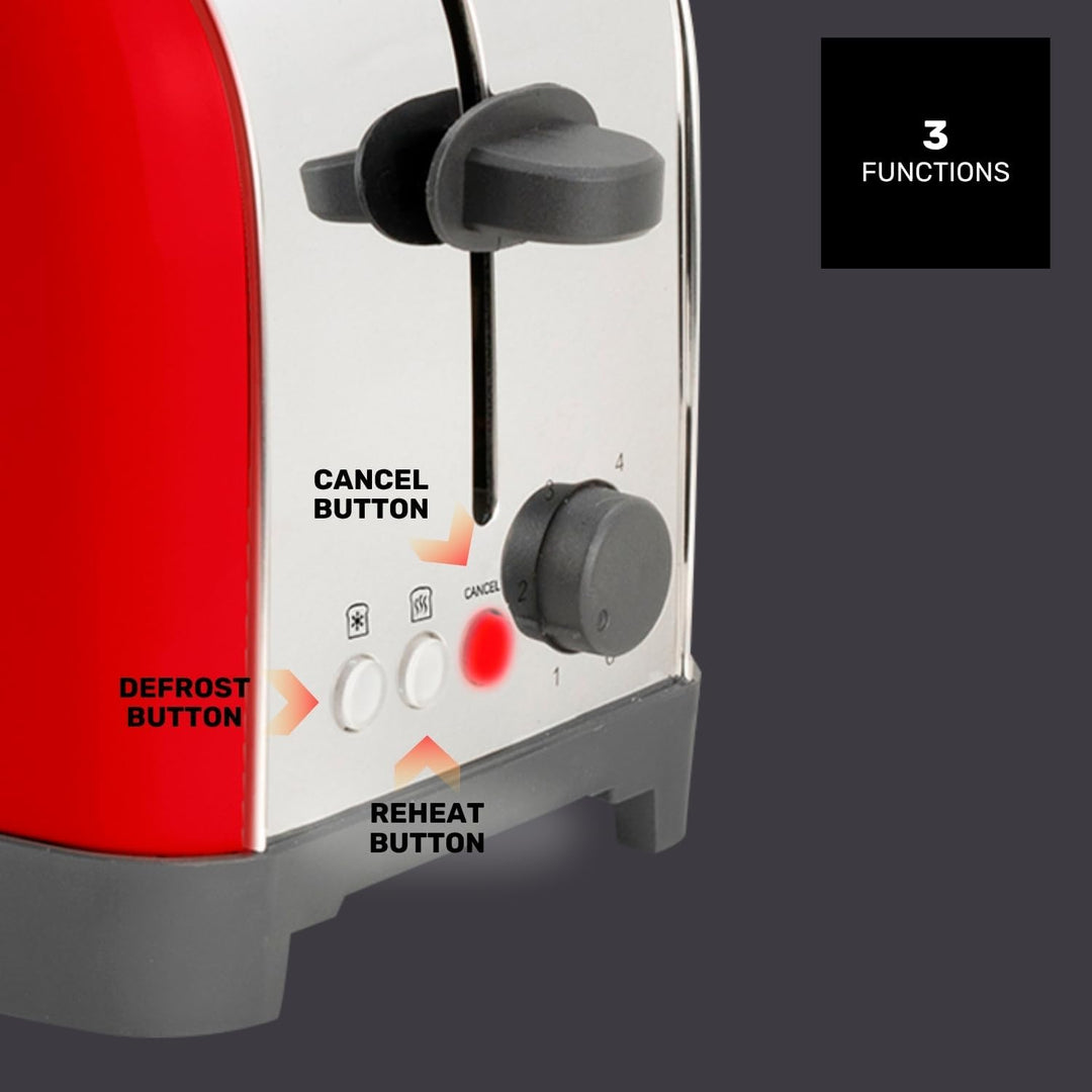 Taurus - Toaster 1400 W | Vintage Rot | 2 extra lange Schlitze | 6 Bräunungsstufen | Auftauen, Aufwä