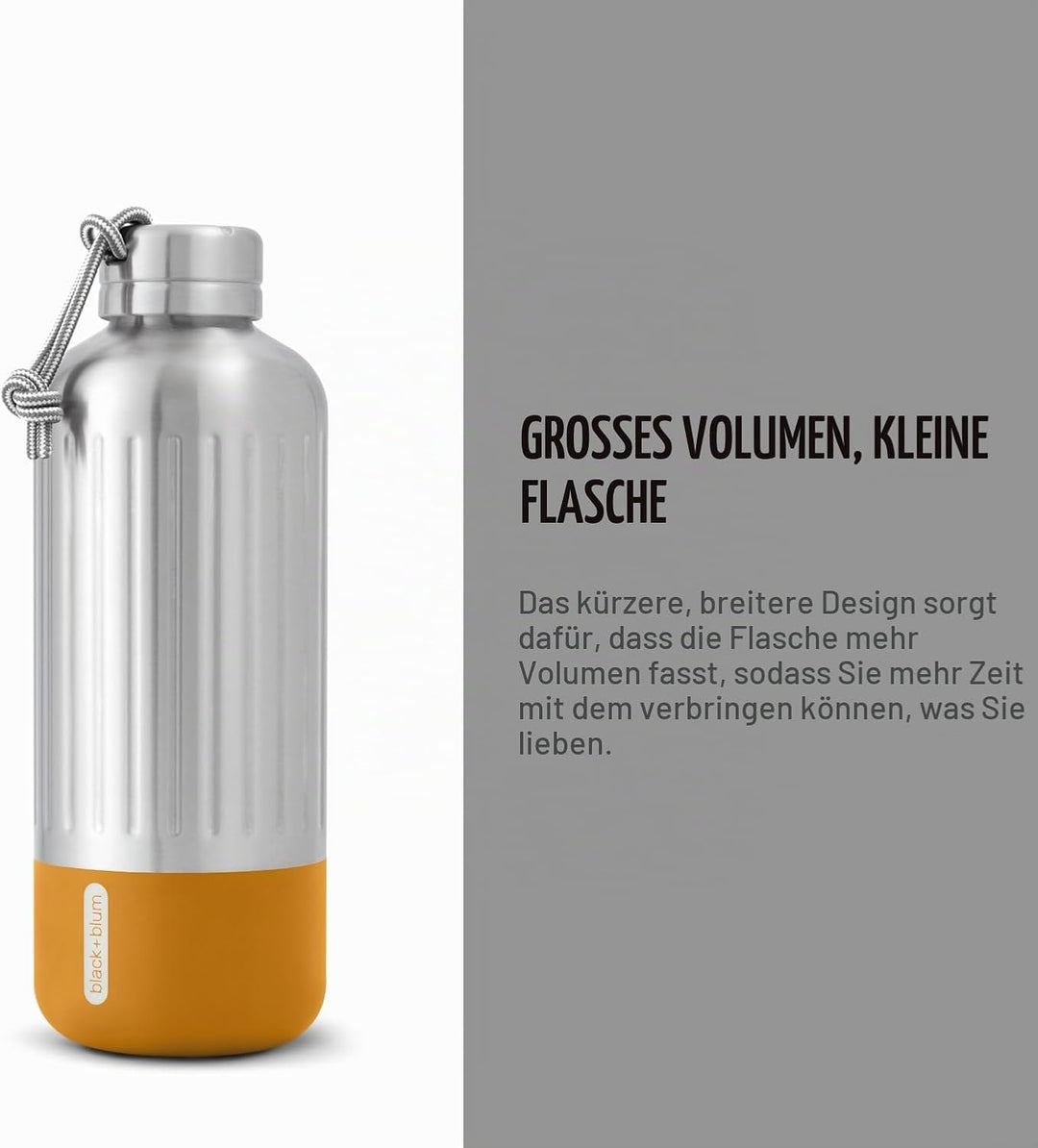 BLACK + BLUM Explorer Isolierflasche | Orange | 850 ml | Trinkflasche Thermo hält 24h kalt &amp; 12h hei