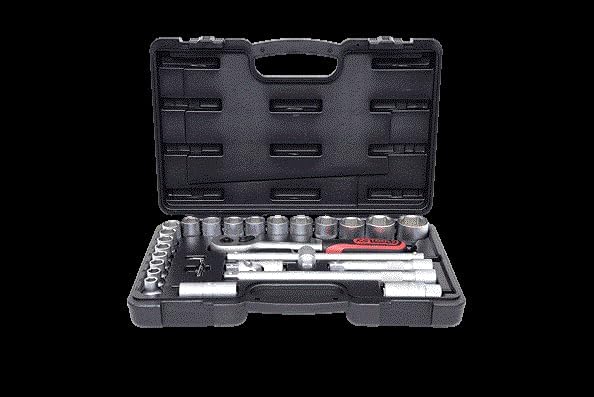 KS Tools 917.0728 1/2 Zoll Steckschlüssel-Satz | inklusive Umschaltknarre, 45-Zahn | matt satiniert